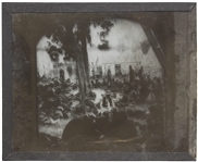 Civil War Magic Lantern Slide -- Showing Wounded Soldiers After the Battle of Savage's Station, About to Be Captured by Confederates